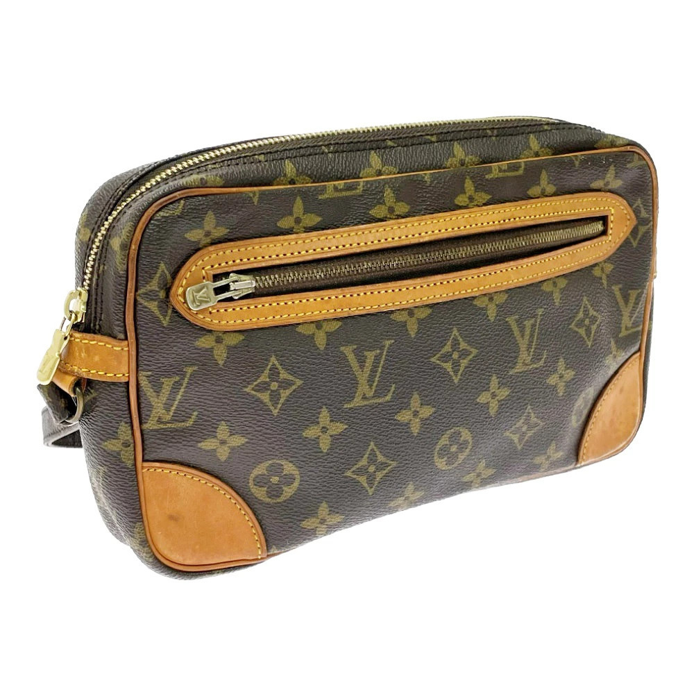 Louis Vuitton Clutch Monogram Dragonne Brown Marly Bag